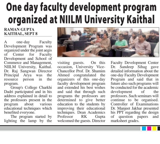 NIILM University Kaithal Hosts One-Day Faculty Development Program to Enhance Teaching Excellence