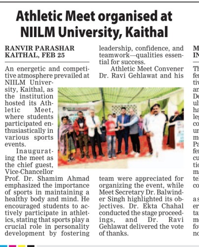 NIILM University Hosts Successful Athletic Meet to Foster Sportsmanship and Team Spirit