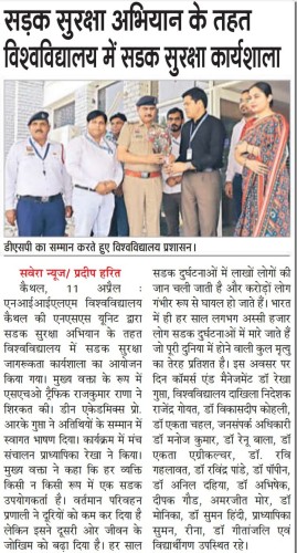 NIILM University Conducts Road Safety Workshop Under National Road Safety Campaign