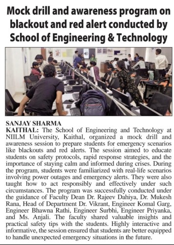 School of Engineering & Technology Conducts Mock Drill and Awareness Program on Blackout and Red Alert Preparedness