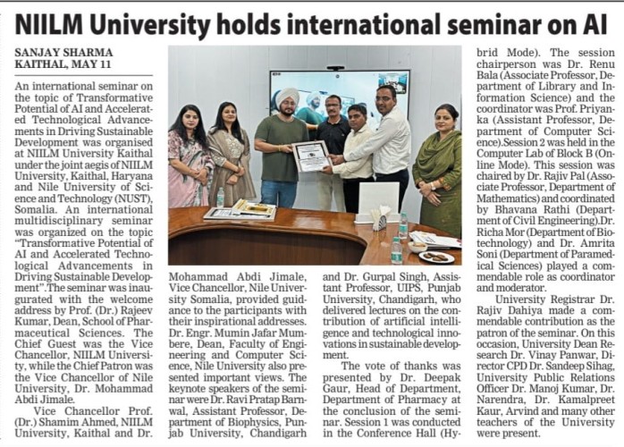 Exploring the Future of Technology: NIILM Hosts International Seminar on AI
