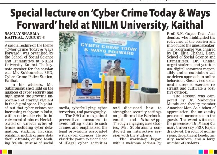 Cyber Crime and Future Strategies Discussed at NIILM University Special Lecture