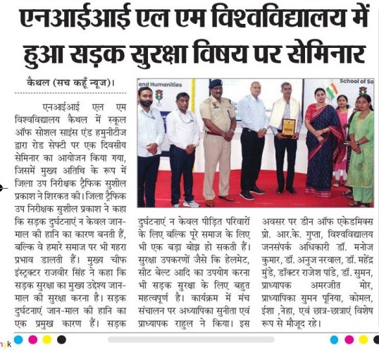 Road Safety Seminar at NIILM University Highlights Safe Driving Practices