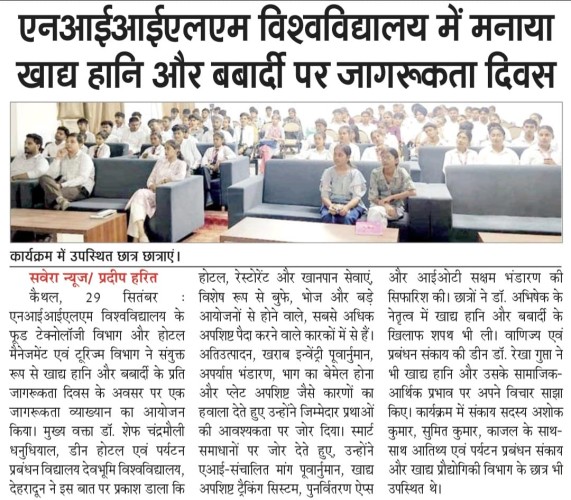 NIILM University Champions Sustainability on Food Loss & Waste Awareness Day